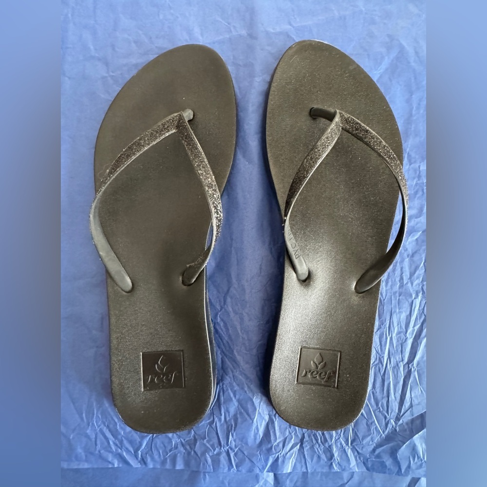 REEF | Women's Stargazer flip flop black/black glitter size 8